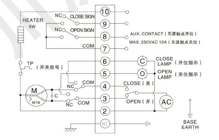電動球閥開關型接線圖